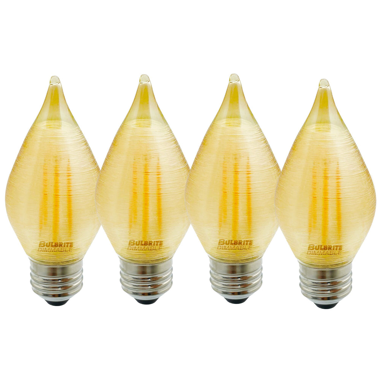 Bulbrite 862788 Bulbrite Spunlite Pack of (4) 4 Watt Dimmable C15 LED Filament Light Bulb with Amber Glass Finish and Medium (E26) Base - 2100K (Amber Light), 250 Lumens