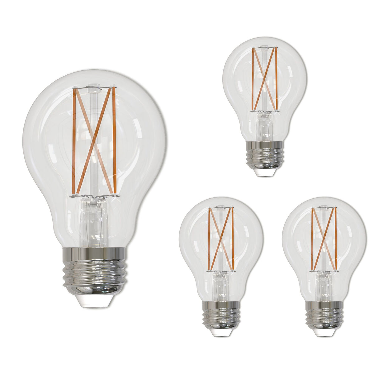 Bulbrite 862826 Bulbrite LED Filament Pack of (4) 9 Watt Dimmable A19 Light Bulb with Clear Glass Finish and Medium (E26) Base - 3000K (Soft White Light), 1100 Lumens