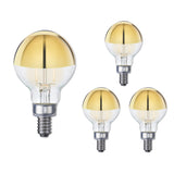 Bulbrite 862839 Bulbrite LED Filament Pack of (4) 2.5 Watt Dimmable G16 Light Bulb with Half Gold Glass Finish and Candelabra (E12) Base - 2700K (Warm White Light), 200 Lumens