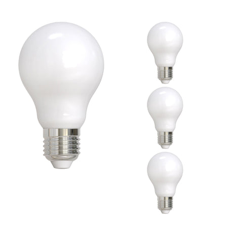 Bulbrite 862847 Bulbrite LED Filament Pack of (4) 7 Watt Dimmable A19 Light Bulbs with Milky Finish and Medium (E26) Base - 3000K (Soft White Light), 800 Lumens