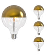 Bulbrite 862852 Bulbrite LED Filament Pack of (4) 6 Watt Dimmable G40 Light Bulbs with a Half Gold Finish and Medium (E26) Base - 2700K (Warm White Light), 500 Lumens