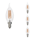 Bulbrite 862858 Bulbrite LED Filament Pack of (4) 6.5 Watt Dimmable CA10 Light Bulbs with a Clear Finish and Candelabra (E12) Base - 3000K (Soft White Light), 750 Lumens