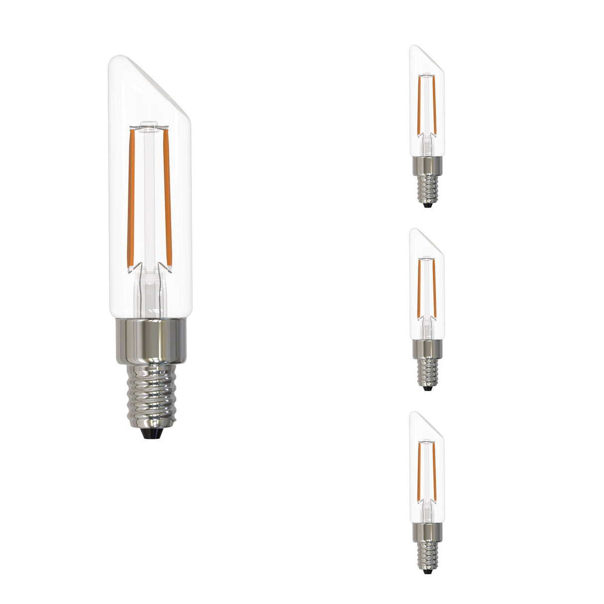 Bulbrite 862859 Bulbrite LED Filament Pack of (4) 4.5 Watt Dimmable T6SL Light Bulbs with a Clear Finish and Candelabra (E12) Base - 2700K (Warm White Light), 400 Lumens