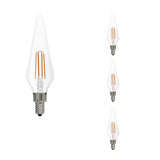 Bulbrite 862861 Bulbrite LED Filament Pack of (4) 4 Watt Dimmable Prism Light Bulbs with a Clear Finish and Candelabra (E12) Base - 3000K (Soft White Light), 350 Lumens