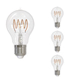 Bulbrite 862866 Bulbrite LED Curved Filament Pack of (4) 4.5 Watt Dimmable A19 Light Bulbs with Clear Finish and Medium (E26) Base - 2100K (Warm Amber Light), 350 Lumens