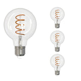Bulbrite 862868 Bulbrite LED Curved Filament Pack of (4) 4.5 Watt Dimmable G25 Light Bulbs with a Clear Finish and Medium (E26) Base - 2100K (Warm Amber Light), 350 Lumens