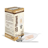 Bulbrite 861587 Bulbrite Pack of (4) 5 Watt Dimmable Clear CA10 LED Light Bulbs with Candelabra (E12) Base, 3000K Soft White Light, 500 Lumens
