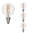 Bulbrite 862874 Bulbrite LED Filament Pack of (4) 4 Watt Dimmable G16 Light Bulbs with a Clear Finish and Candelabra (E12) Base - 2700K (Warm White Light), 350 Lumens