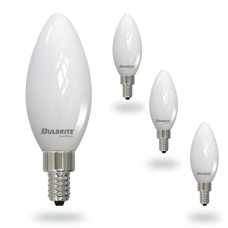 Bulbrite 862885 Bulbrite 5 Watt LED B11 Light Bulbs, Warm Dimming 3000K (Soft White) - 1800K (Candlelight), 500 Lumens, (4 Pack)