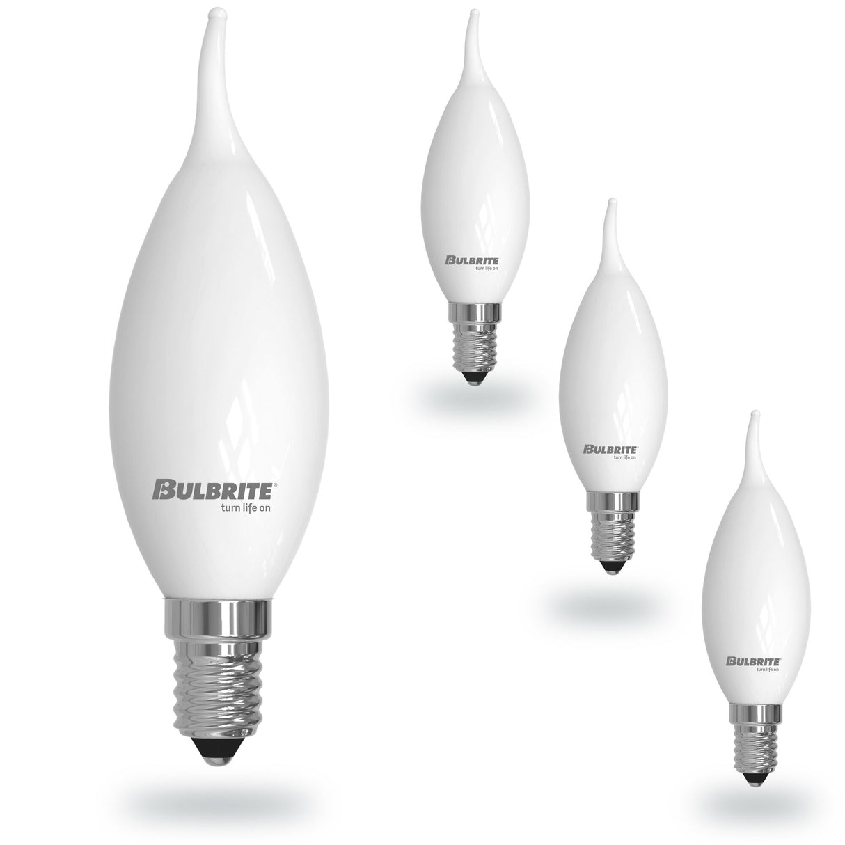 Bulbrite 862886 Bulbrite 5 Watt LED CA10 Light Bulbs, Warm Dimming 3000K (Soft White) - 1800K (Candlelight), 500 Lumens, (4 Pack)