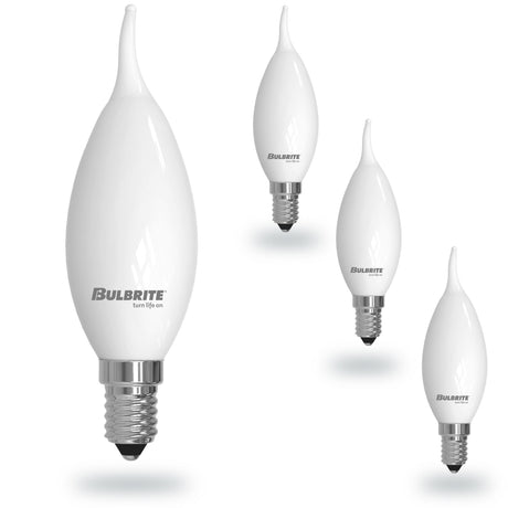 Bulbrite 862886 Bulbrite 5 Watt LED CA10 Light Bulbs, Warm Dimming 3000K (Soft White) - 1800K (Candlelight), 500 Lumens, (4 Pack)
