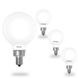Bulbrite 862887 Bulbrite 5 Watt LED G16 Light Bulbs, Warm Dimming 3000K (Soft White) - 1800K (Candlelight), 500 Lumens, (4 Pack)