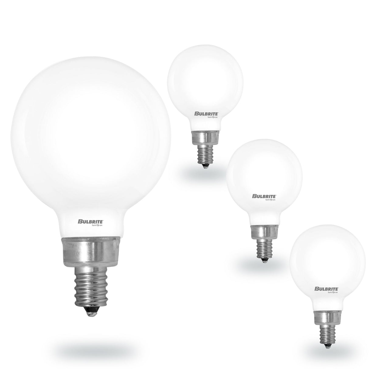 Bulbrite 862887 Bulbrite 5 Watt LED G16 Light Bulbs, Warm Dimming 3000K (Soft White) - 1800K (Candlelight), 500 Lumens, (4 Pack)