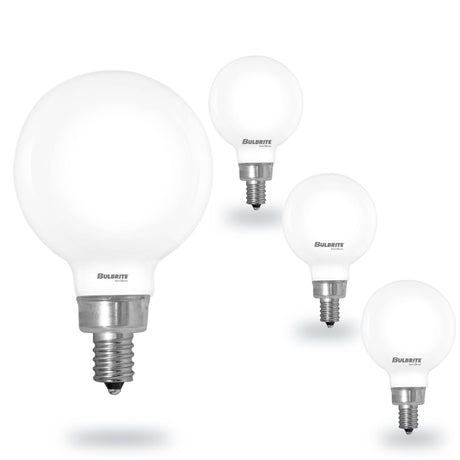 Bulbrite 862887 Bulbrite 5 Watt LED G16 Light Bulbs, Warm Dimming 3000K (Soft White) - 1800K (Candlelight), 500 Lumens, (4 Pack)