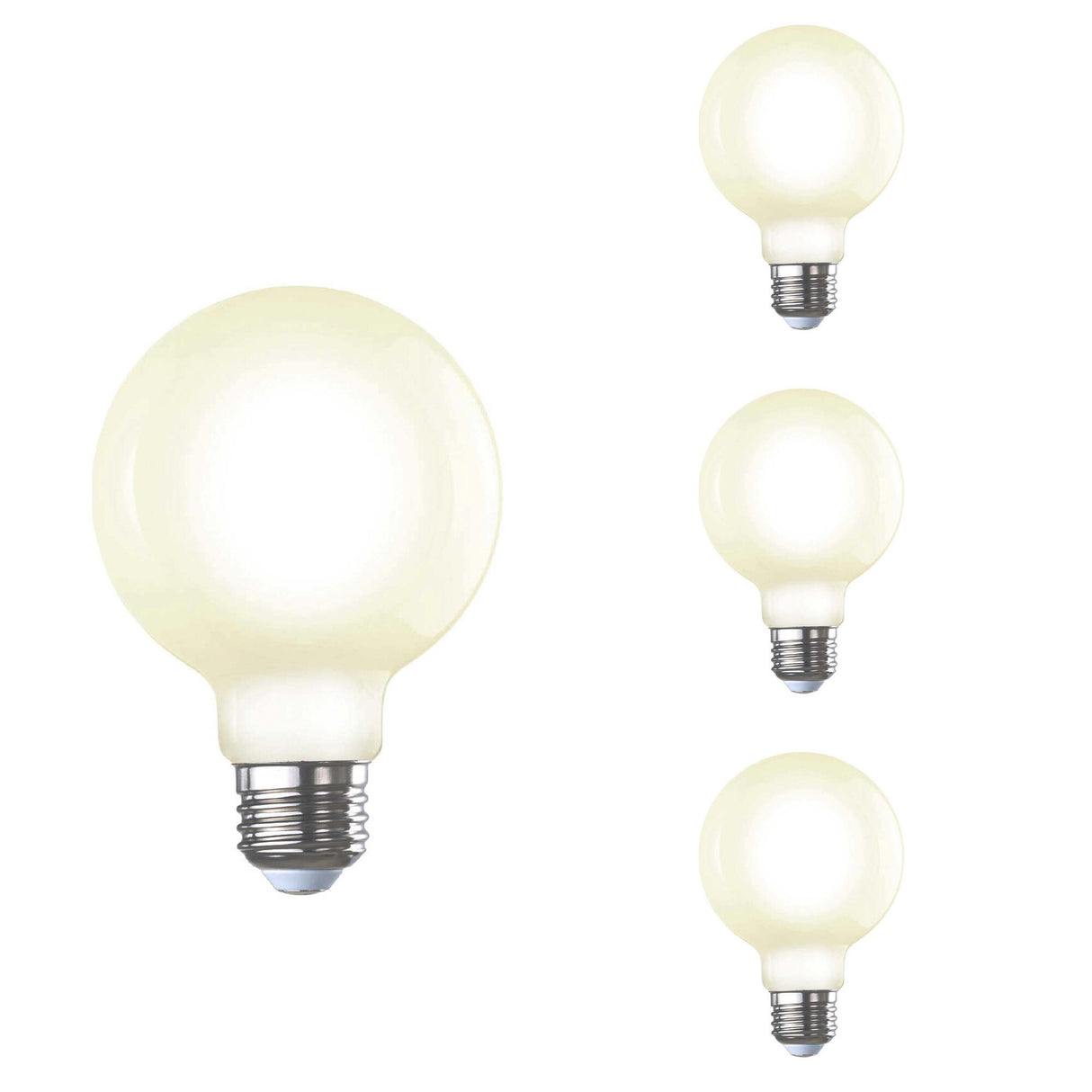 Bulbrite 862893 Bulbrite LED Filament Pack of (4) 8.5 Watt Dimmable G25 Light Bulb with a Milky Finish and Medium Screw (E26) Base - 2700K (Warm White Light), 800 Lumens