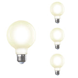 Bulbrite 862893 Bulbrite LED Filament Pack of (4) 8.5 Watt Dimmable G25 Light Bulb with a Milky Finish and Medium Screw (E26) Base - 2700K (Warm White Light), 800 Lumens