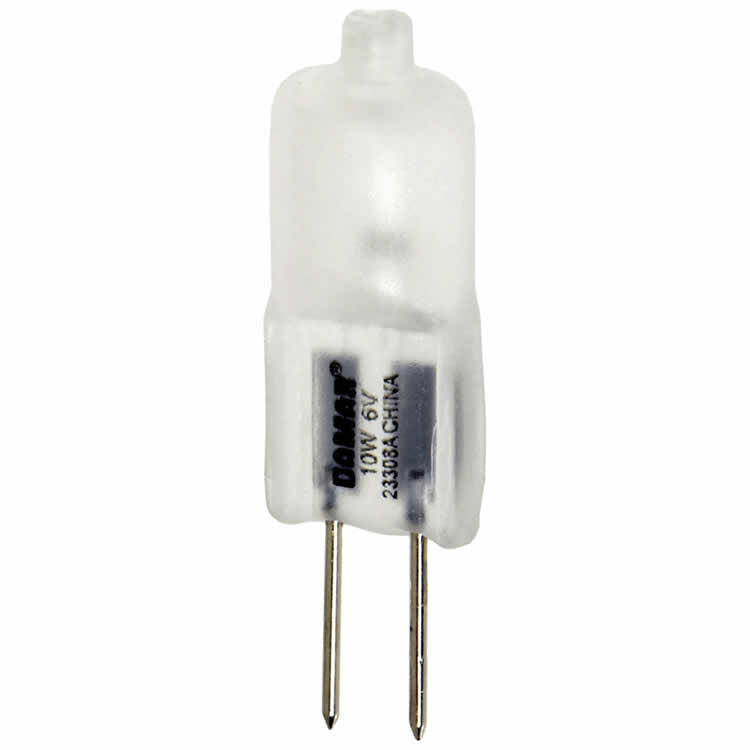 Damar 23308A 10W JC Halogen Bulb Frost Finish G4 Bi-Pin Base 6V