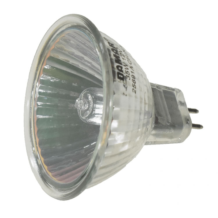 Damar 25691A FMV/CG 35W MR16 Halogen Bulb Narrow Flood 24° with Cover Glass GU5.3 Base 12V