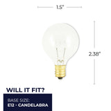 Bulbrite 861953 10W Incandescent G12 Light Bulb 2700K Dimmable E12 50 Lumens 130V 50PK