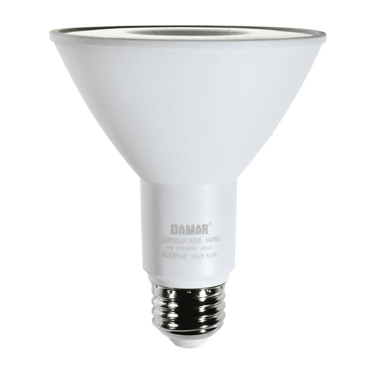 Damar 36697A LED8PAR30LN/FL/35K/D/WL 8W PAR30 Long Neck LED Flood 40° 3500K Dimmable Wet Location Rated E26 120V