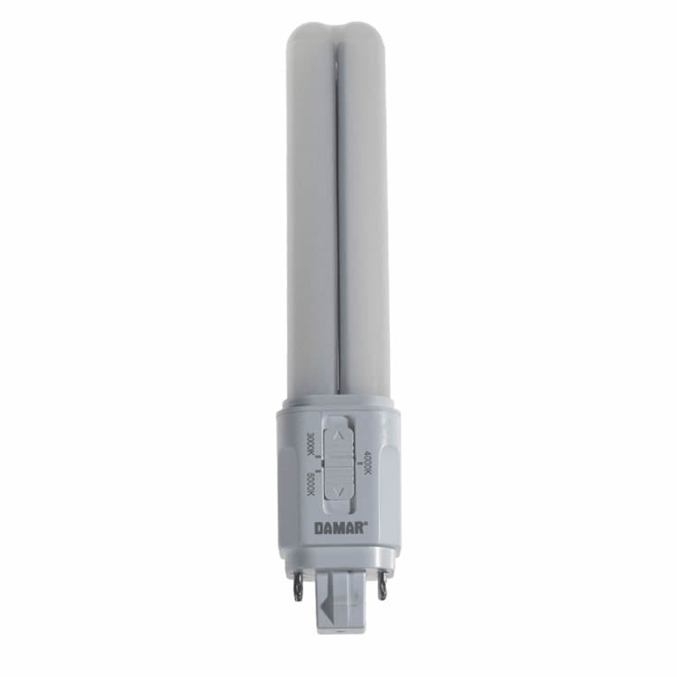 Damar 36200B LED9.5W/PLC/DM/3CCT/4P/G24Q 9.5Watt LED PL Retrofit Lamp 30K/40K/50K Type A+B Hybrid Dimmable with 0-10V Electronic Ballast G24Q 120-277V