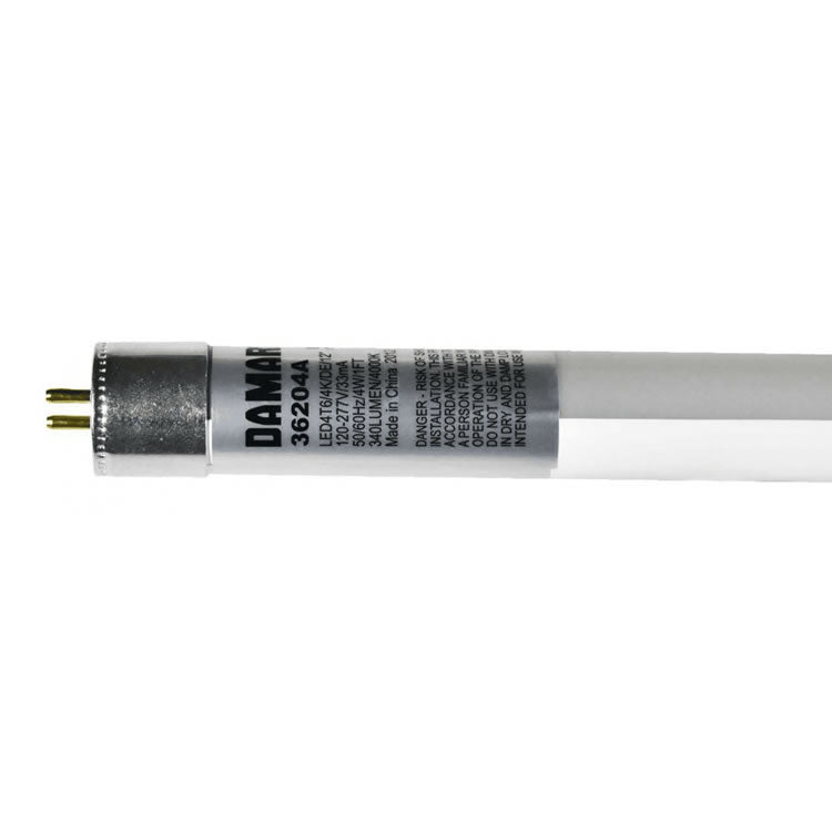 Damar 36204A LED4T6/4K/DE/12" 4W 1ft T6 LED Tube 4000K Type B Double Ended Ballast Bypass Safety Shield Sleeve G5 120-277V