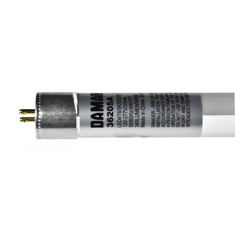 Damar 36205A LED4T6/5K/DE/12" 4W 1ft T6 LED Tube 5000K Type B Double Ended Ballast Bypass Safety Shield Sleeve G5 120-277V