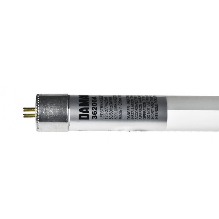 Damar 36206A LED3T6/4K/DE/9" 3W 9-Inch T6 LED Tube 4000K Type B Double Ended Ballast Bypass Safety Shield Sleeve G5 120-277V