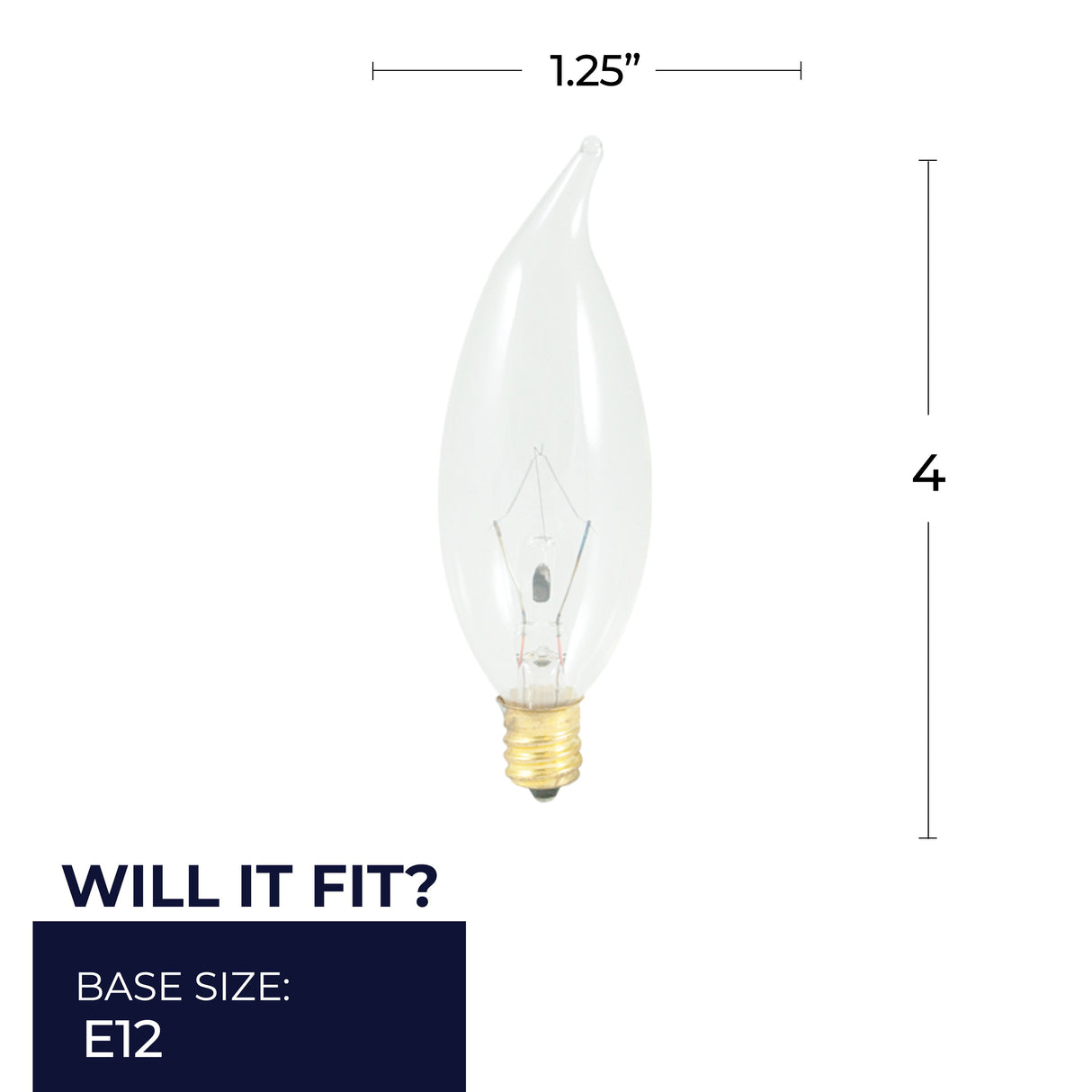 Bulbrite 861187 25W CA10 CLEAR E12 130V-50PK