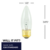 Bulbrite 863005 Bulbrite Incandescent 40 Watt B10 Light Bulb with a Clear Finish and Medium Screw (E26) Base, 2700K (Warm White Light)