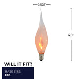 Bulbrite 861258 Bulbrite Incandescent CA5 Candelabra Screw Base (E12) Light Bulb, 3 Watt, Silicone Flame Shaped