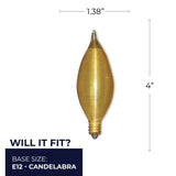Bulbrite 861976 25W Incandescent C11 Light Bulb Amber Dimmable E12 130V 25PK