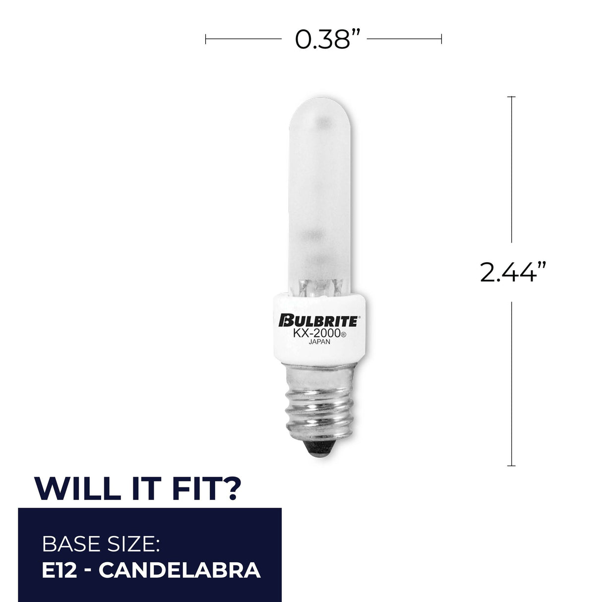 Bulbrite 860994 Bulbrite 40 Watt E12 Candelabra Screw Base KRYPTON/XENON T3 Light Bulb, 2-Pack, Frost, 2700K