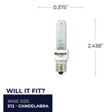 Bulbrite 861191 Bulbrite 60 Watt Candelabra Screw Base (E12) Xenon/Krypton T3 Light Bulb, 2-Pack, Frost, 2700K