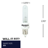 Bulbrite 861350 Bulbrite KX-2000 Pack of (2) 120-Volt T3 Light Bulbs with Frost Glass Finish and Mini-Candelabra (E11) Screw Base, 60 Watt, 2700K (Warm White Light)