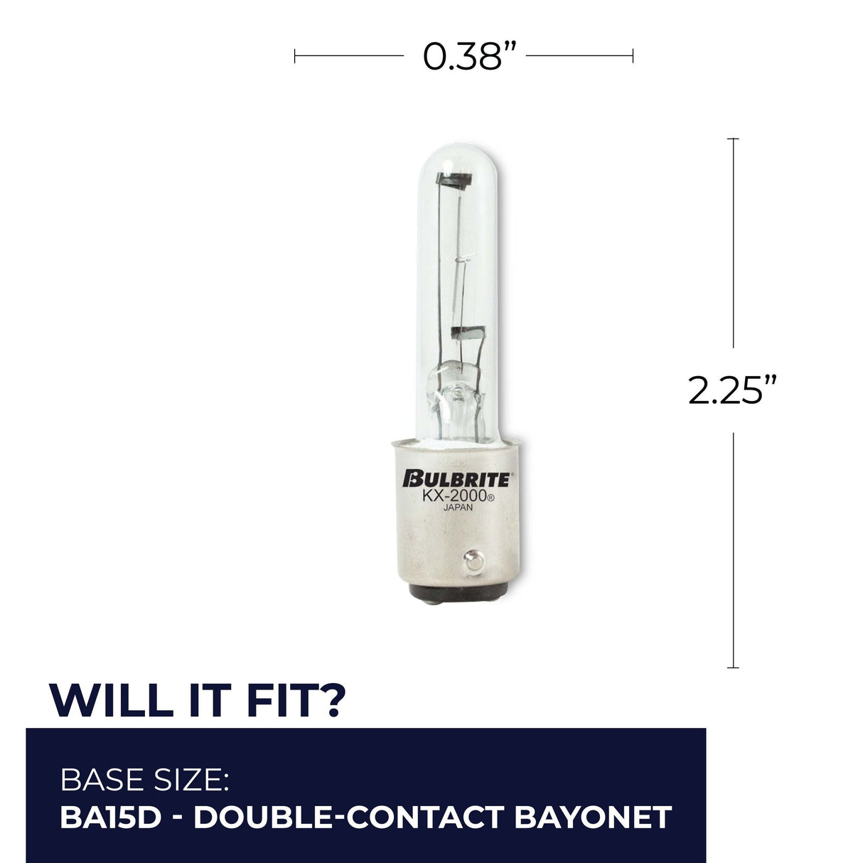 Bulbrite 861348 Bulbrite 861348 Pack of (2) Double-Contact Bayonet Base (BA15D) Light Bulb, 60 Watt, Clear