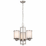 Nuvo 60-2851 Odeon 3 Light Up/Down Convertible Chandelier White Satin Glass Brushed Nickel Finish 120V