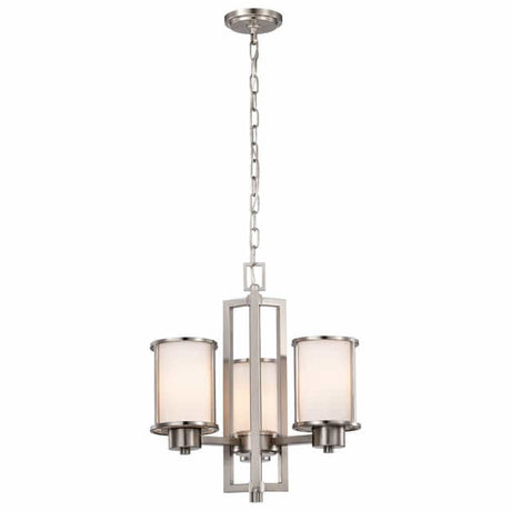 Nuvo 60-2851 Odeon 3 Light Up/Down Convertible Chandelier White Satin Glass Brushed Nickel Finish 120V