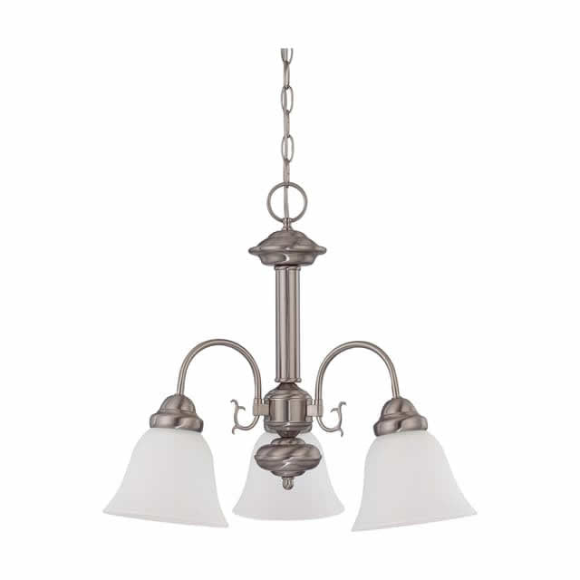 Nuvo 60-3241 Ballerina 3 Light Chandelier 20-Inch Frosted White Glass Brushed Nickel Finish 120V