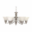 Nuvo 60-356 Empire 6 Light Chandelier 26-Inch Alabaster Glass Bell Shades Brushed Nickel Finish 120V