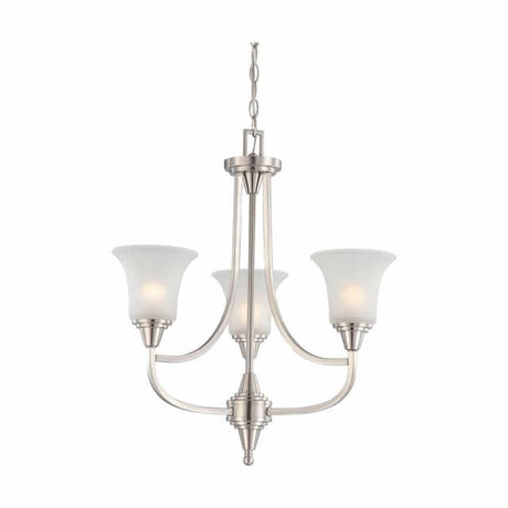 Nuvo 60-4145 Surrey 3 Light Chandelier Frosted Glass Brushed Nickel Finish 120V