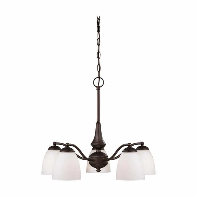 Nuvo 60-5143 Patton 5 Light Chandelier Arms Down Frosted Glass Prairie Bronze Finish 120V