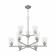Nuvo 60-7189 Bransel 9 Light Chandelier Clear Seeded Glass Brushed Nickel Finish 120V