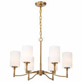 Nuvo 60-8206 Liam 6 Light Chandelier White Opal Glass Burnished Brass Finish 120V