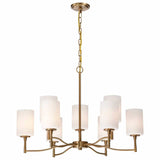 Nuvo 60-8209 Liam 9 Light Chandelier White Opal Glass Burnished Brass Finish 120V