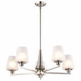 Nuvo 60-8225 Lune 5 Light Chandelier Etched White Glass Brushed Nickel Finish 120V