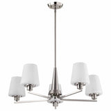 Nuvo 60-8225 Lune 5 Light Chandelier Etched White Glass Brushed Nickel Finish 120V