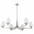 Nuvo 60-8226 Lune 6 Light Chandelier Etched White Glass Brushed Nickel Finish 120V