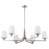 Nuvo 60-8226 Lune 6 Light Chandelier Etched White Glass Brushed Nickel Finish 120V