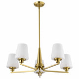 Nuvo 60-8235 Lune 5 Light Chandelier Etched White Glass Vintage Brass Finish 120V